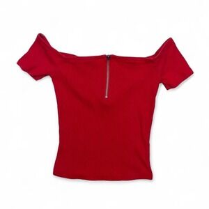 Aeropostale Seriously Soft Red Off The Shoulder Ribbed Top Women's XS‎
